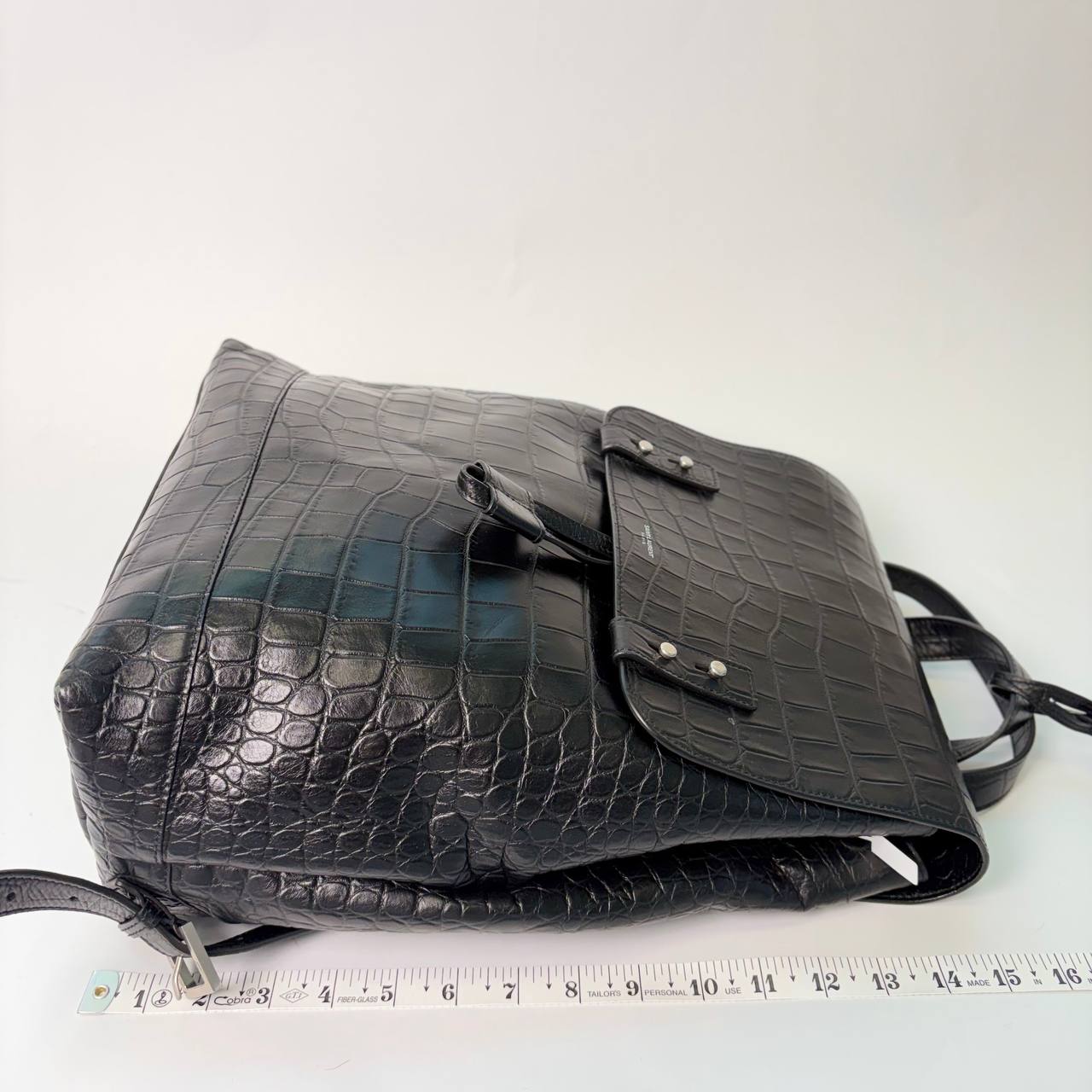 Calfskin Crocodile Embossed Sac De Jour Backpack Black — view 3 of 4