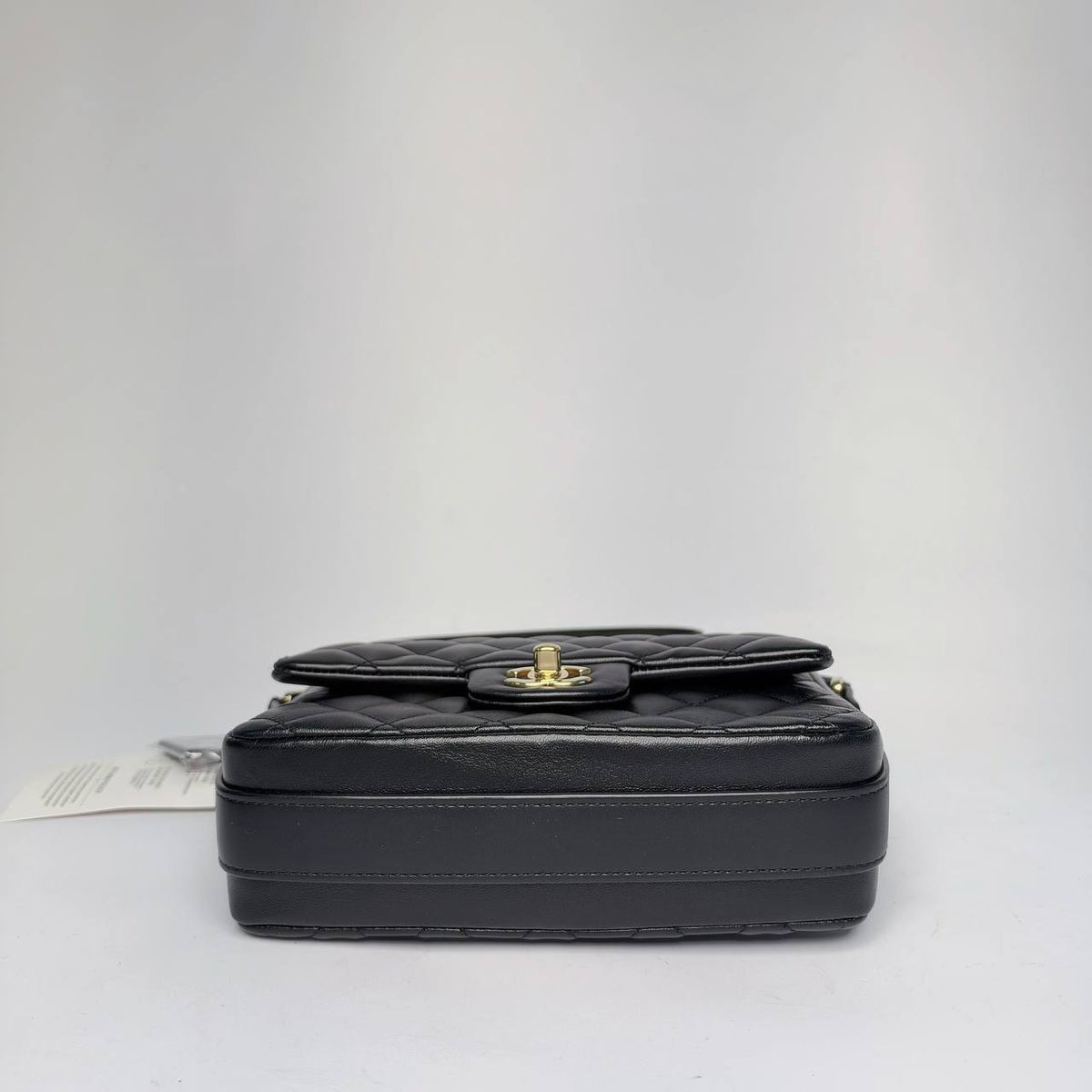 Chanel quilted flap bag black, base view
