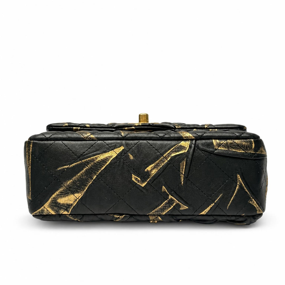 Chanel Mini Rectangular Flap Bag black and gold, base view