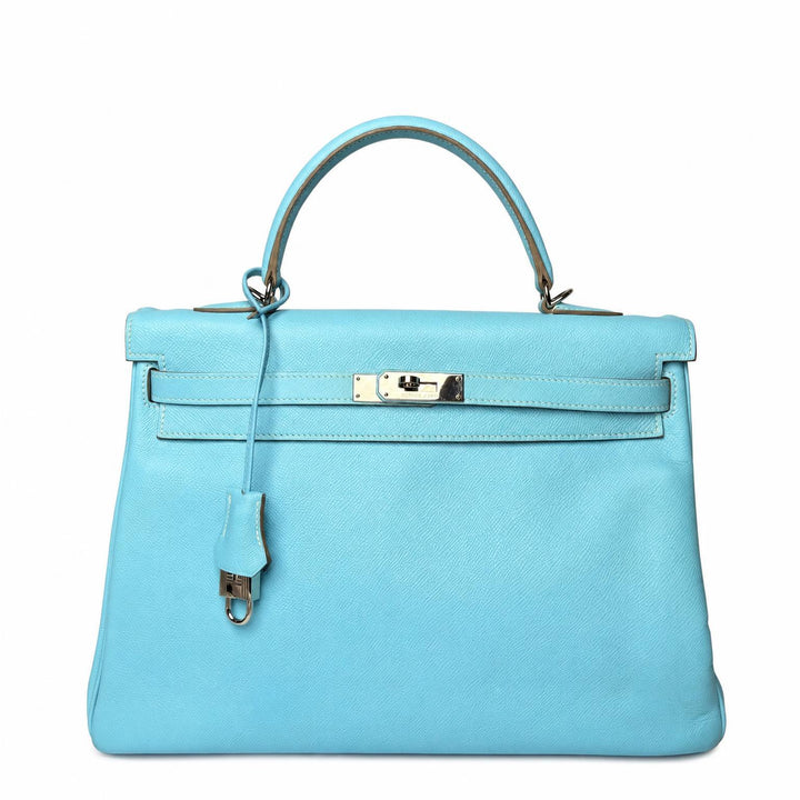 Hermès Kelly 32 Togo Blue Jean Palladium Hardware