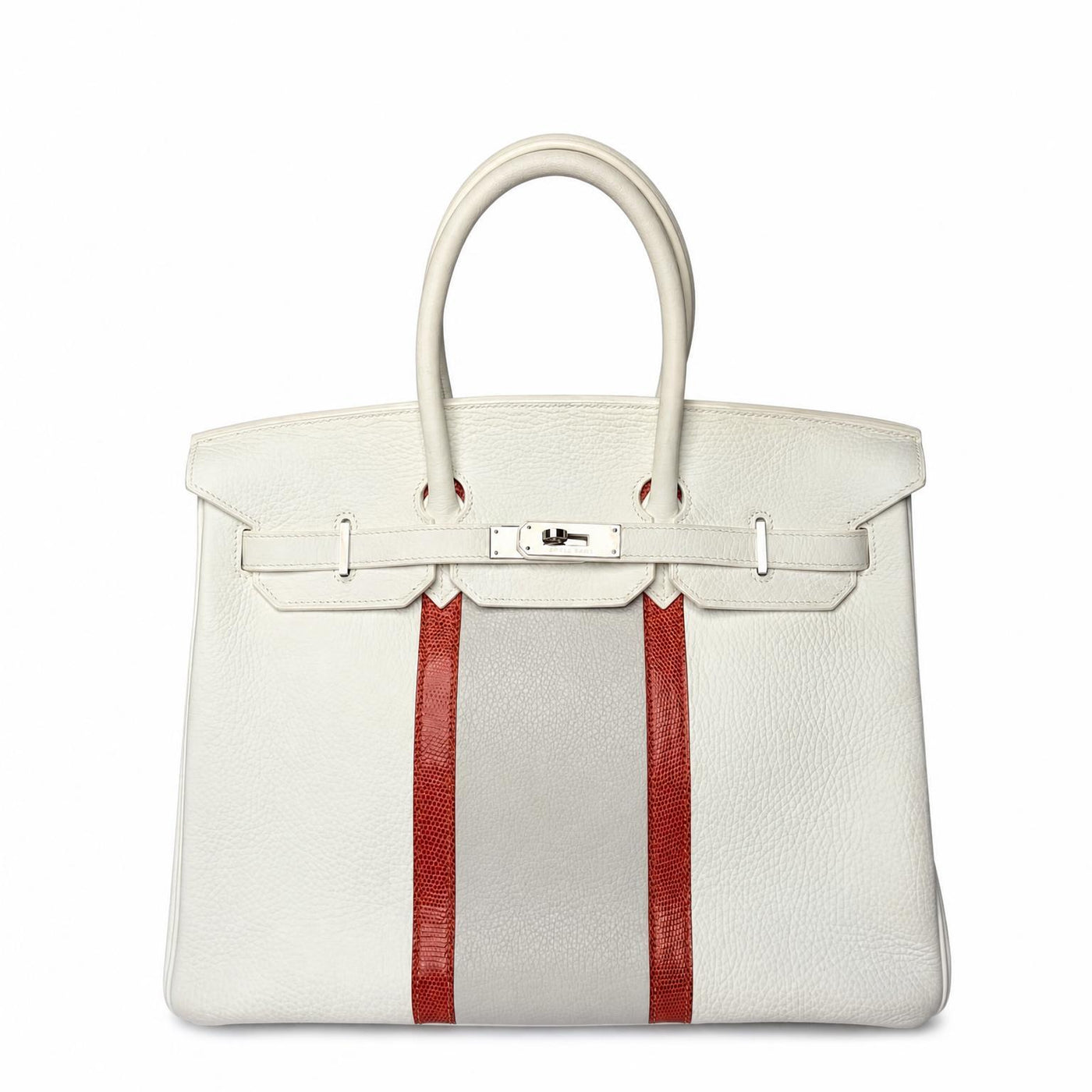 Hermès Club Birkin 35 Gris Perle Clemence and Sanguine Lizard — view 1 of 4