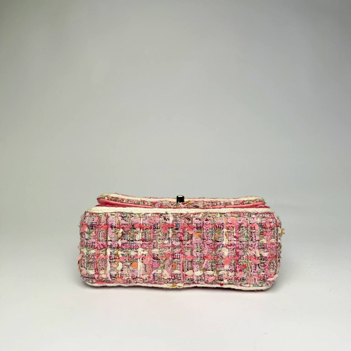 Chanel Mini Rectangular Flap Bag pink tweed, base view