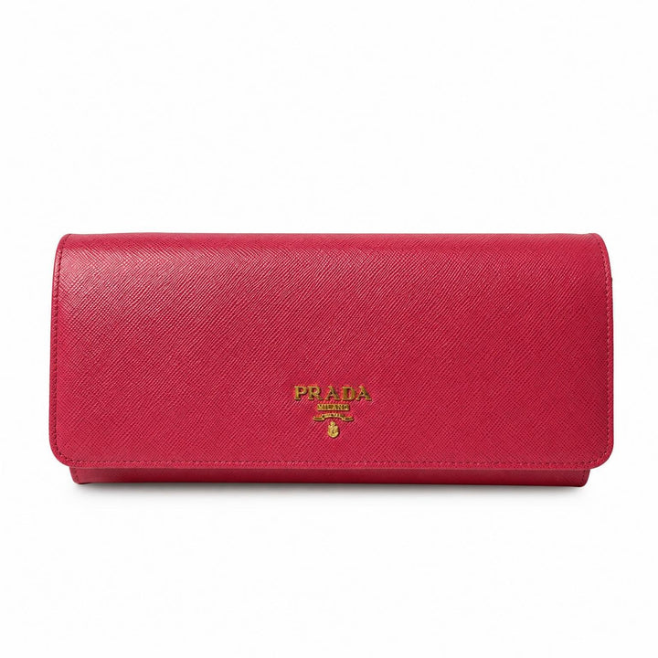 Saffiano Lux Leather Flap Continental Wallet pink