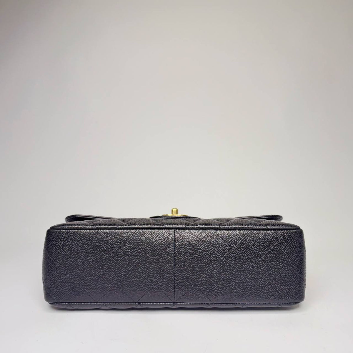 Chanel Jumbo Single Flap Bag black caviar, base view