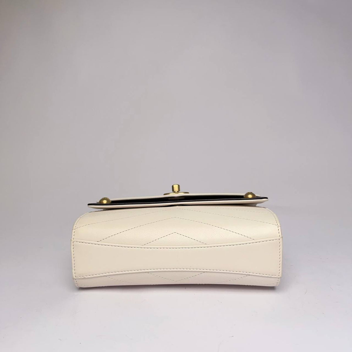 Chanel Chevron Envelope Flap Bag white and black, base view