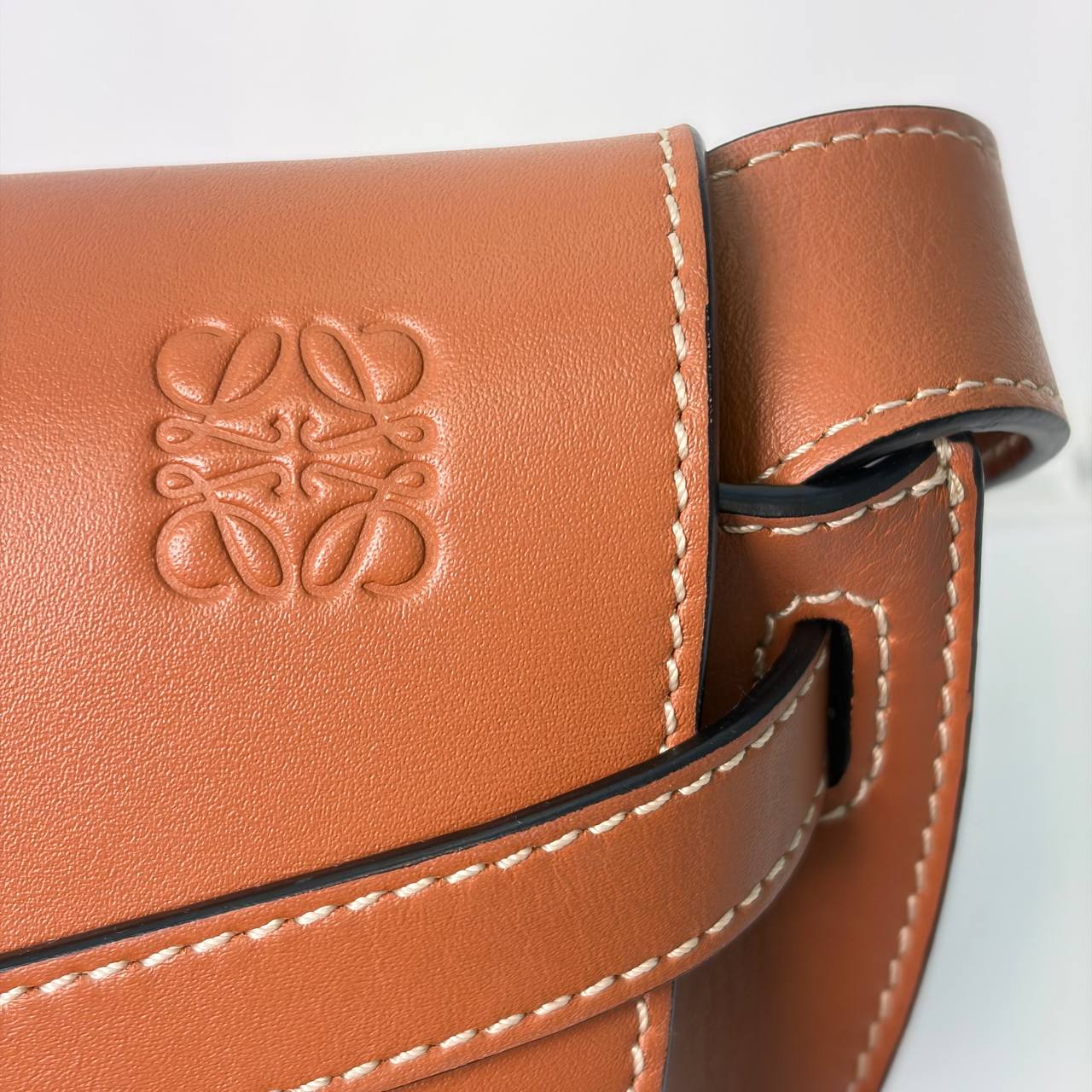 Grained Calfskin Mini Gate Crossbody Bag Caramel Pecan — view 3 of 3