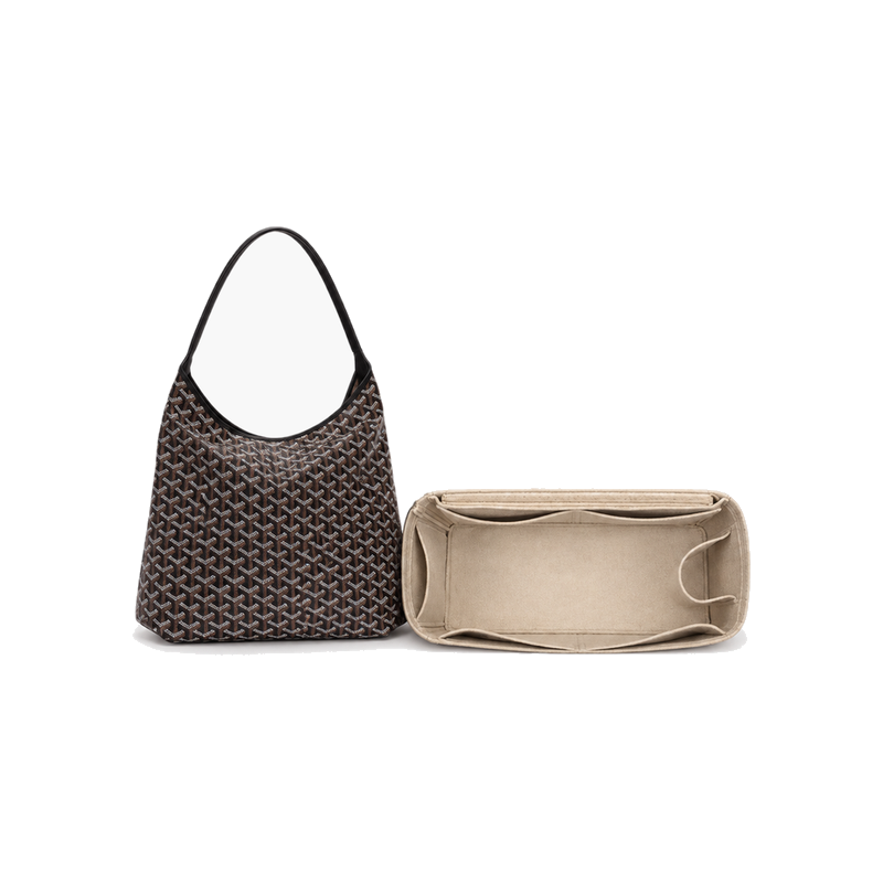 Khaki felt bag organizer insert shown beside a Goyard Bohème Hobo (bag not included)